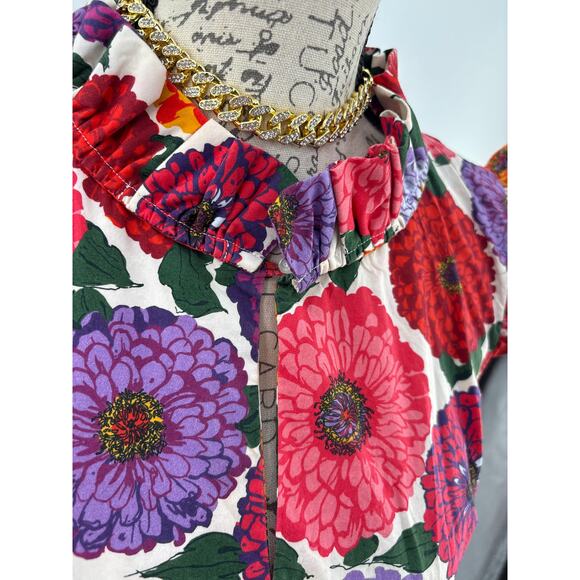 B51 La DoubleJ Short and Sassy Floral Midi Dress XS Romantic Cottage Garden - Picture 8 of 12